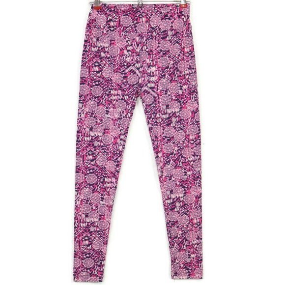 LuLaRoe Leggings‎ Pink Purple White Floral One Size OS - Picture 1 of 12